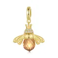 Ciondolo ape in argento S925 con cristallo a pera color ambra e finitura dorata - Oro