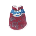 Chinese style pet vest with red jacquard floral fabric and pearl trim for cats and small dogs - S / Red