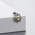 Silver flower titanium steel stud earring with blue and iridescent zircon stones - Aurora Iridescent Snowflake Style (A23-6#) / Single Piece