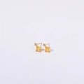 Gold-plated stainless steel stud earrings with yellow square opal and tiny round zircon - Yellow/November