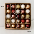 Set di 25 palline di Natale da 4cm nei colori rosso, oro e bianco con finiture opache e lucide - Stile A Rosso/Oro/Bianco/Oro Rosa 25 Pezzi