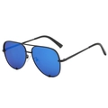 Lunettes aviateur classiques avec monture en métal noir et verres miroirs bleus - C4-Monture Noire Miroir Bleu