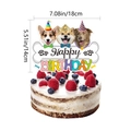 Topper per torta Happy Birthday a tema cane per feste di animali, design 18x14cm - Topper Grande per Torta Cane