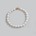 Baroque pearl necklace with gold OT toggle clasp and irregular white freshwater pearls - Irregular Pearl Style 3 (A1-11)