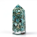 Handmade hexagonal turquoise crystal resin tower for meditation and energy healing - Turquoise No. 1