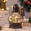 Vintage bronze Christmas lantern with a snowman figurine and warm white LED lights - Bronze Bottle Snowman