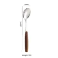 Retro-Edelstahllöffel mit dunklem Holzgriff, Länge 188 mm und ein Gewicht von 32 g - Runder Löffel