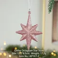 Pink gold glitter star Christmas tree ornament, 12.5x8.5cm hanging decoration - Exploding Star A