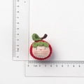 Handmade crochet red apple keychain with a smiling face and size measurement scales - MENGSI Smiley Apple Dumpling