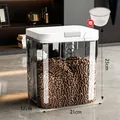 Contenedor de comida para mascotas 5L con textura de ondas y tapa sellada blanca - 5l / Gris Marfil
