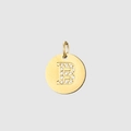 14K gold plated stainless steel round pendant featuring letter B with inlaid crystals - 14K Gold - B