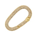 Detailed view of oval gold-plated spring clasp with pavé set white cubic zirconia - Gold Oval