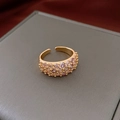 Bague ajustable plaquée or avec pierres de zircon rose-violet étincelantes - 57# Bague-Or-Plaqué or véritable