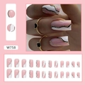White irregular marble wave press-on nails with gold glitter and black lines 24pcs set - W758 White Wave (Glue Type)