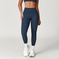 Slim fit high-waisted yoga pants in dark indigo blue with a supportive compression waistband - Navy Blue