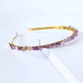 Handmade gold wire crown headband featuring natural purple crystal stone fragments - Single Row / Ametrine-Single Row