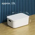 Large 15L white storage bin with lid and handles for home or wardrobe organization - Extra Large (35x24.9x15cm) / White