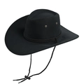Cappello da cowboy western classico in finta pelle nera con corda e rivetti in metallo - Finto Feltro Nero-Corda Nera