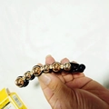 Banana hair clip in black resin featuring six polished gold beads and rhinestones - Black Clip Gold Pearl Banana Clip