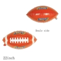 22 inch American football foil balloon in brown with white stitching and yellow logo - 22 Inch 4D Brown American Football