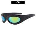 Gafas de sol punk Y2K con montura ovalada negro brillante y lentes degradadas verde amarillo - Negro Oro