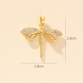 Detail view of gold dragonfly pendant with colorful zircons and 2.8cm size markings - Style C