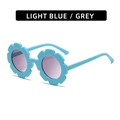 Kids flower shaped sunglasses with light blue petal frames and round grey lenses - Glossy Sky Blue Frame Grey Lens
