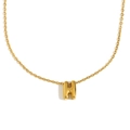 Collier en acier inoxydable plaqué or 18 carats avec un pendentif lettre H creux en 3D - Lettre H / Or