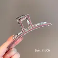 Pince à cheveux papillon avec strass roses et blancs de 11,5 cm de long en métal poli - Rose Diamant Barre