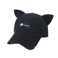 Süße schwarze Baseballkappe mit Katzenohren und handgemachtem Aufnäher im Pilotenstil - 56cm-60cm / Schwarz