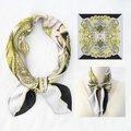 Elegant 70x70 paisley square silk scarf in vibrant yellow, black, and white design - 70*70cm / Yellow Black Paisley (32)