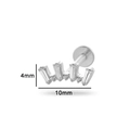 Titanium labret stud with 4mm by 10mm curved zircon design for ear and lip piercings - Rectangle Round CZ Curved Style-Silver (T2503-2#银)