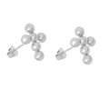 Polished silver U-shaped cross stud earrings made of stainless steel for women - F1128-Steel Silver