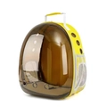 Portable bright yellow panoramic pet backpack with transparent window and breathable side holes - Yellow Transparent Brown Tint