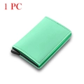Mint green textured leather RFID blocking automatic pop-up credit card holder for men - Mint Green
