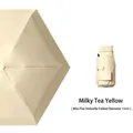 Mini flat folding sun umbrella in milk tea yellow, 15cm portable pocket size - Mini Flat Umbrella / Off-white