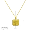 Detail of 18k gold plated necklace featuring nugget texture square pendant with gems - Textured Square with Zirconia (F)