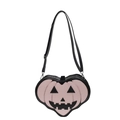 Pink heart-shaped pumpkin crossbody bag with black adjustable strap for Halloween - Pink