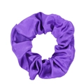 Elastic purple satin scrunchie with smooth pleated fabric for hair styling - Purple