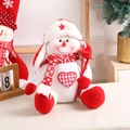 Cute sitting snowman plush doll with red hat and scarf for Christmas home decor - Snowman