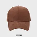 Classic coffee brown baseball cap in solid cotton with six-panel design for women - Brown
