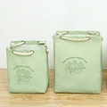Sacco portaoggetti in tela verde con stampa adventure e manici in corda di cotone spessa - 36x34x49cm / Verde Camping-Grande