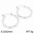 Silver stainless steel bamboo-style hoop earrings for women sized 22x2mm weighing 3g - Earrings / Steel