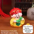 God of Wealth figurine in yellow robe holding Ruyi scepter, 5x5x6.2cm resin statue - Zi Rong Heavenly Wealth Lord