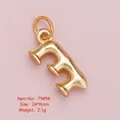 Golden alloy letter E charm pendant for DIY jewelry making 24x8mm dimensions - Gold Letter E Pendant