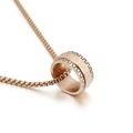 Roségouden roestvrijstalen ketting met roterende ringhanger en creatieve gravures - Hol Snijwerk / Roségoud