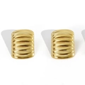 Golden stainless steel rectangle stud earrings with unique horizontal ribbed texture - Ribbed Rectangle