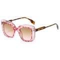 Oversized-Sonnenbrille mit rosa Marmormuster, braunen Verlaufsgläsern und Schildpatt-Bügeln - C11 Pink Marmor Muster Schildpatt Bügel