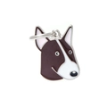 Brown and white Bull Terrier enamel dog pendant with metal keyring attachment - 37 Bull Terrier