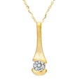Elegant gold necklace with brushed matte finish pendant and round sparkling gemstone - 925 Silver / Gold